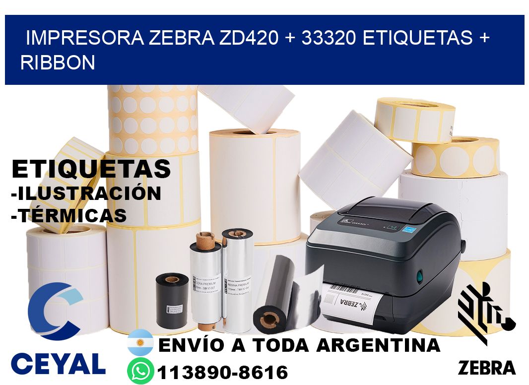 impresora zebra zd420 + 33320 etiquetas + ribbon