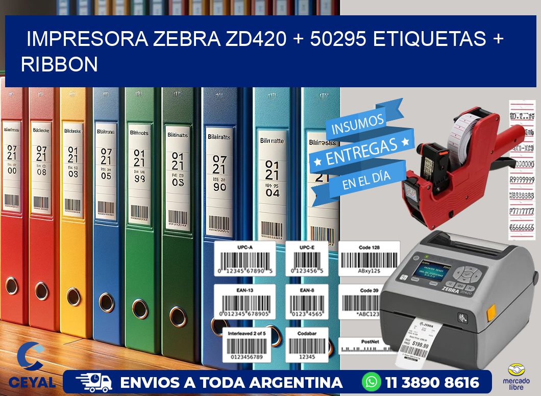 impresora zebra zd420 + 50295 etiquetas + ribbon