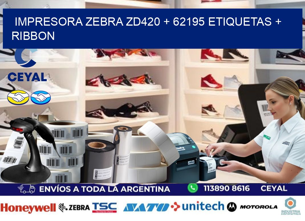 impresora zebra zd420 + 62195 etiquetas + ribbon