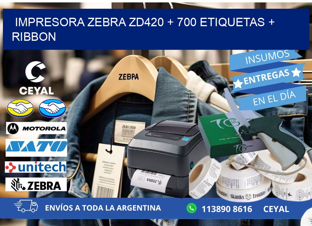impresora zebra zd420 + 700 etiquetas + ribbon