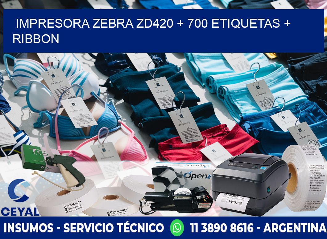 impresora zebra zd420 + 700 etiquetas + ribbon