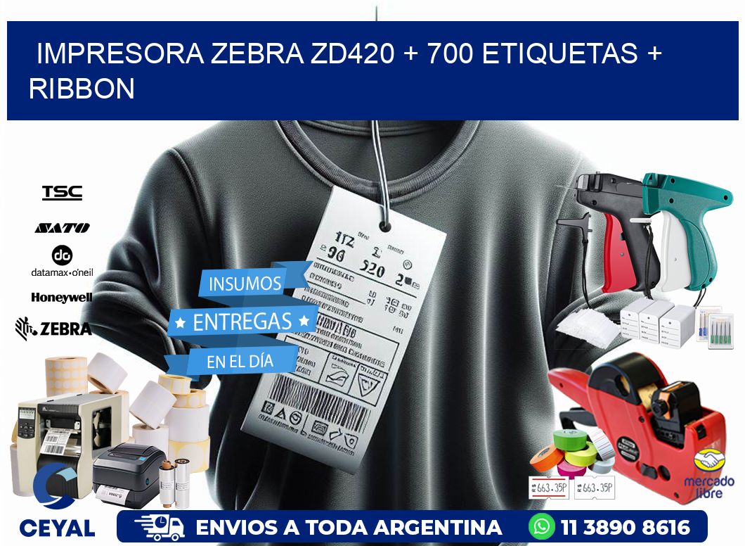 impresora zebra zd420 + 700 etiquetas + ribbon