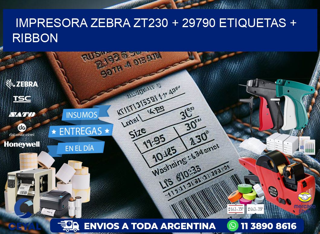 impresora zebra zt230 + 29790 etiquetas + ribbon