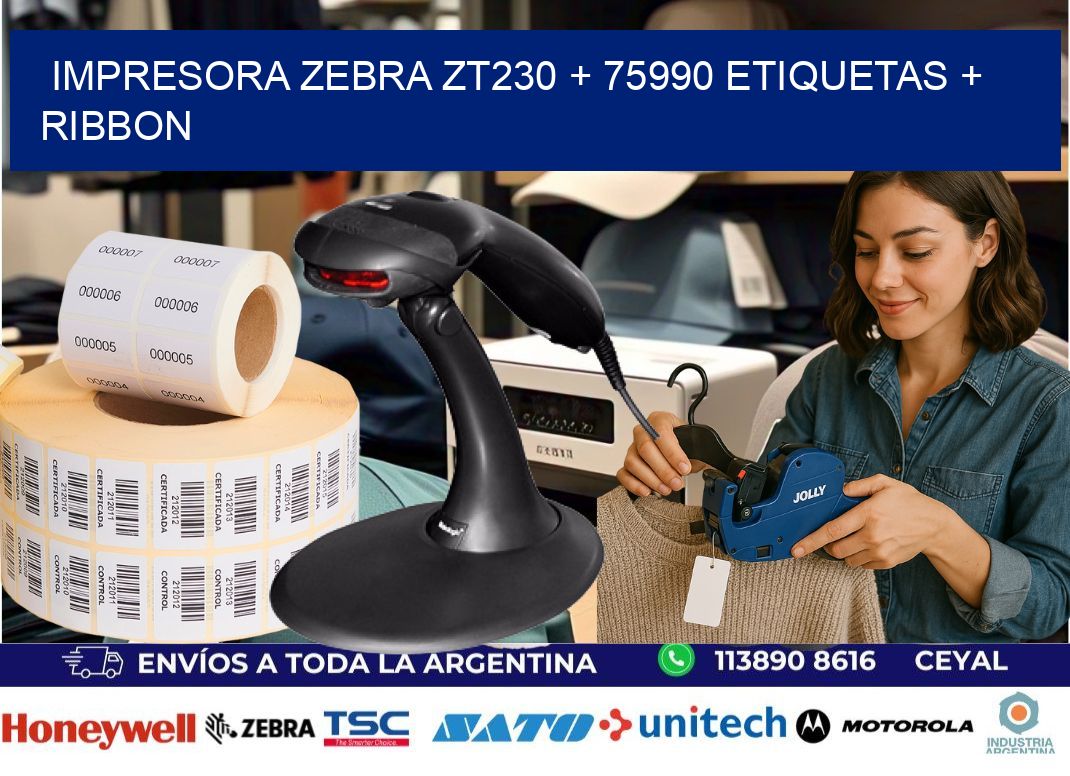 impresora zebra zt230 + 75990 etiquetas + ribbon
