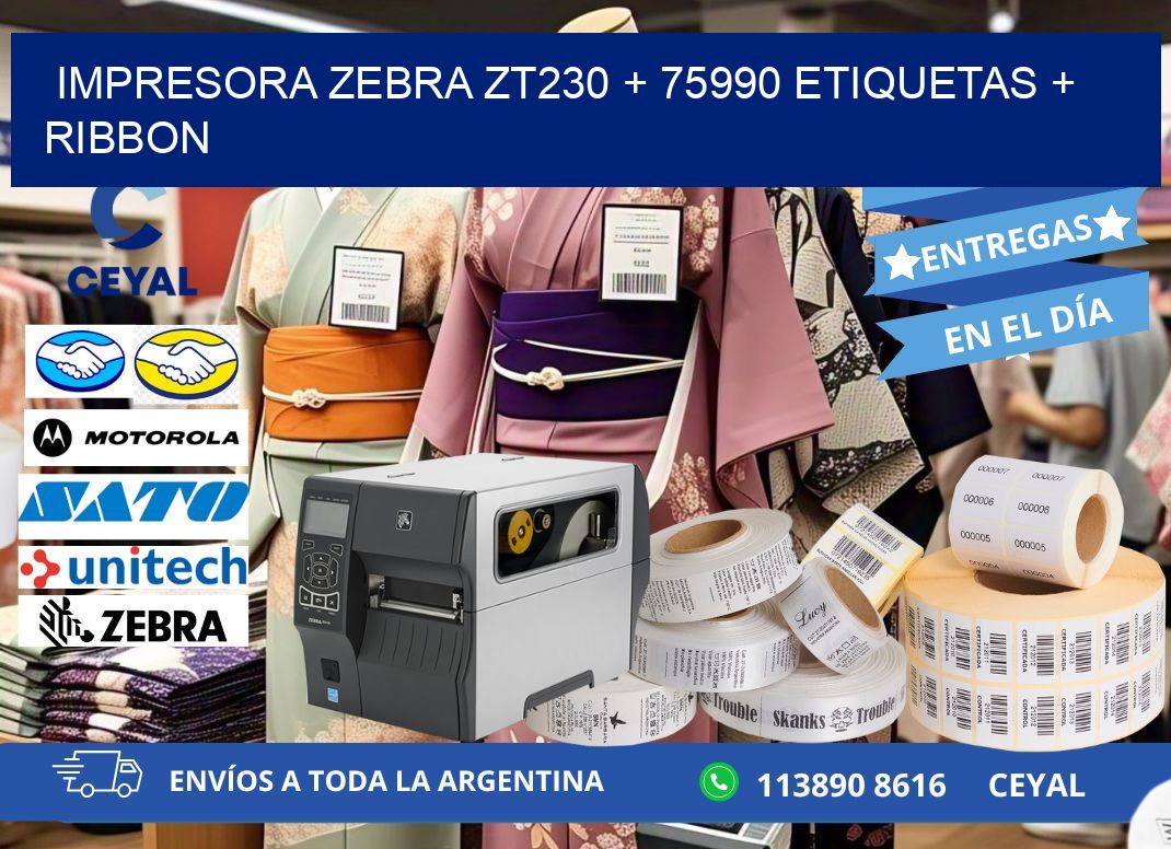 impresora zebra zt230 + 75990 etiquetas + ribbon