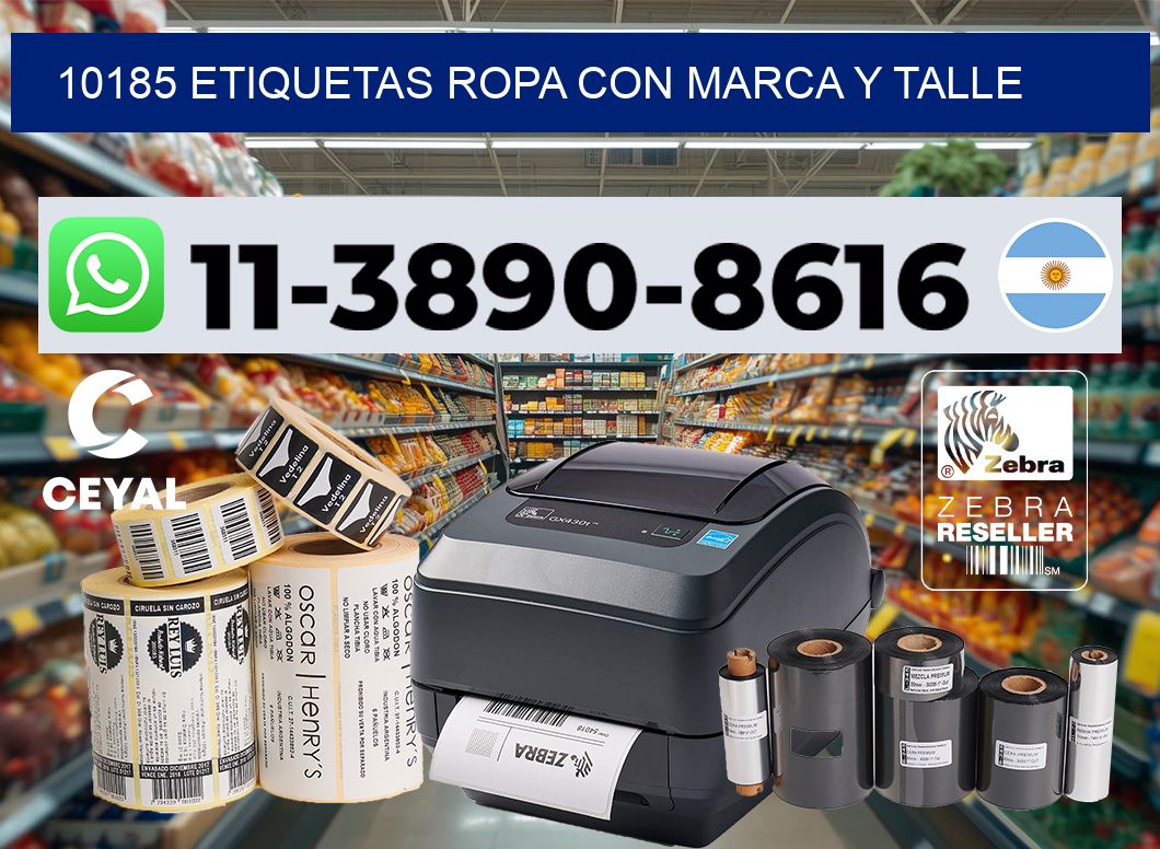 10185 Etiquetas ropa con marca y talle