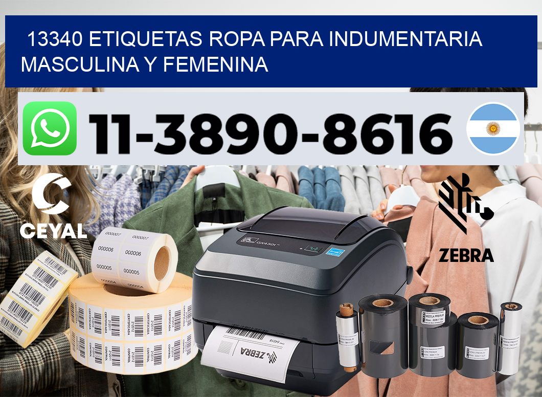 13340 Etiquetas ropa para indumentaria masculina y femenina