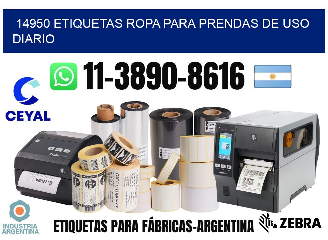 14950 Etiquetas ropa para prendas de uso diario