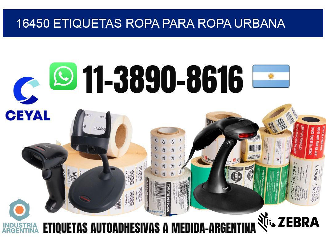 16450 Etiquetas ropa para ropa urbana