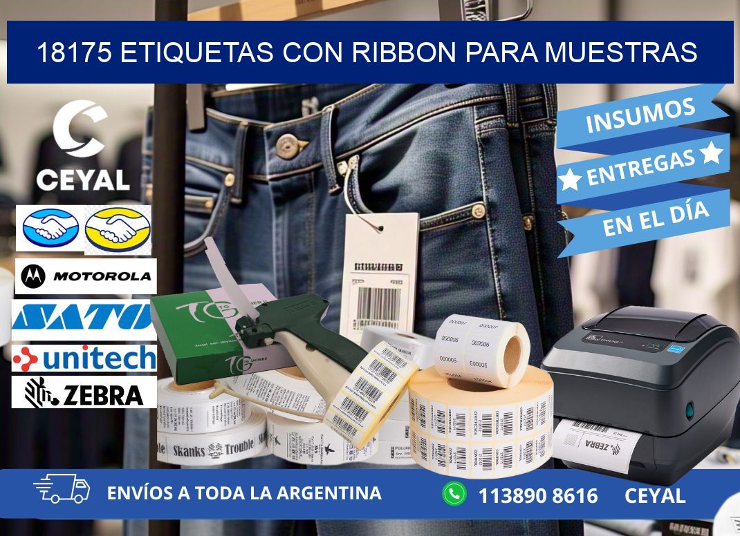 18175 etiquetas con ribbon para muestras