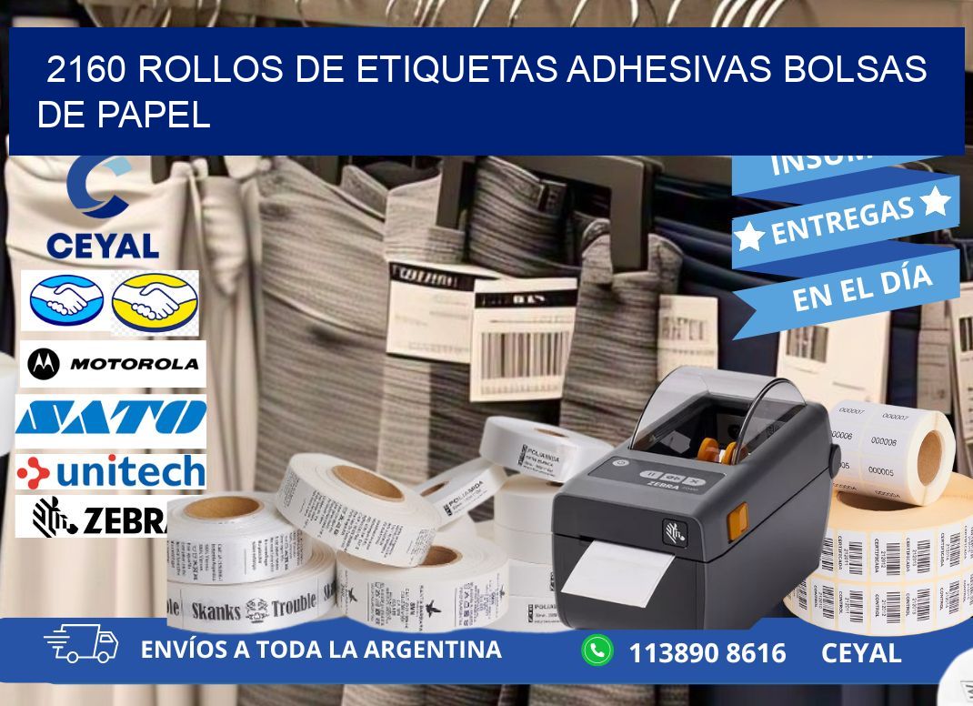 2160 rollos de etiquetas adhesivas bolsas de papel