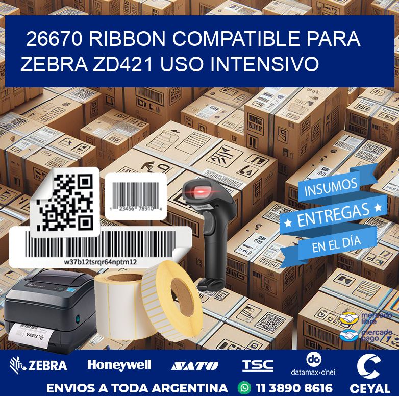 26670 ribbon compatible para zebra zd421 uso intensivo