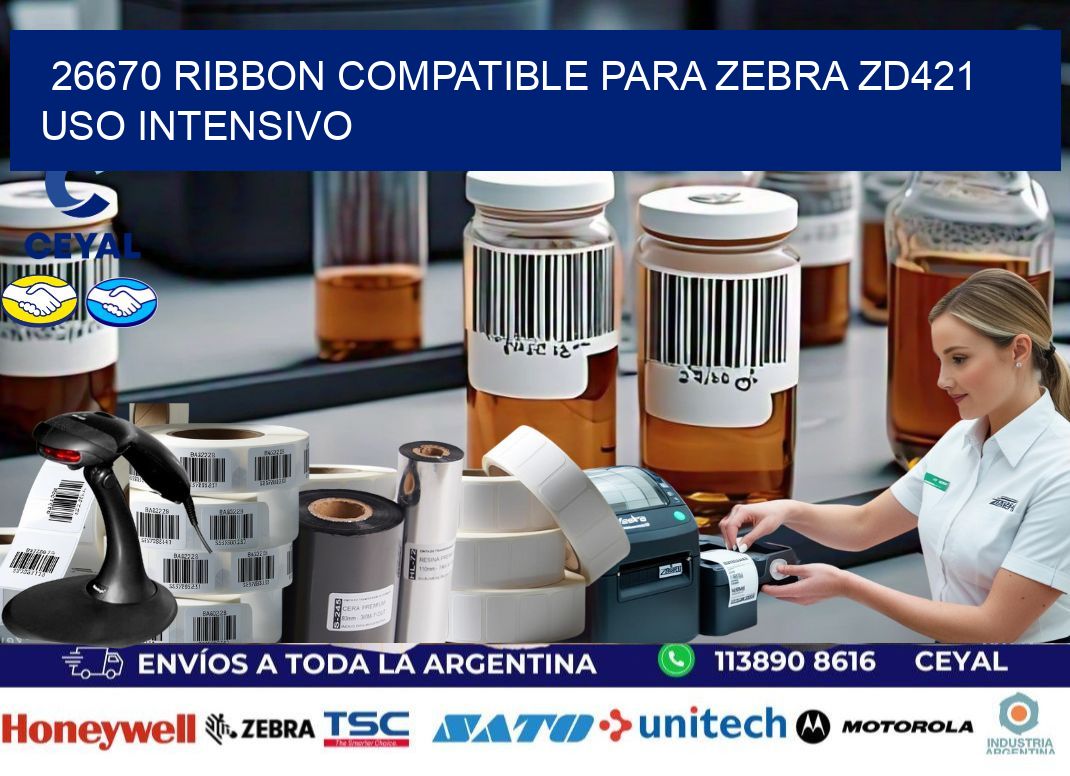 26670 ribbon compatible para zebra zd421 uso intensivo