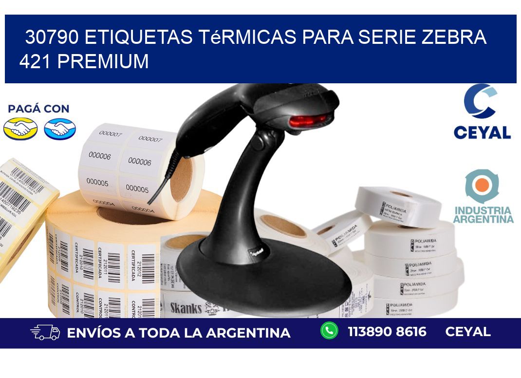 30790 etiquetas térmicas para serie zebra 421 premium