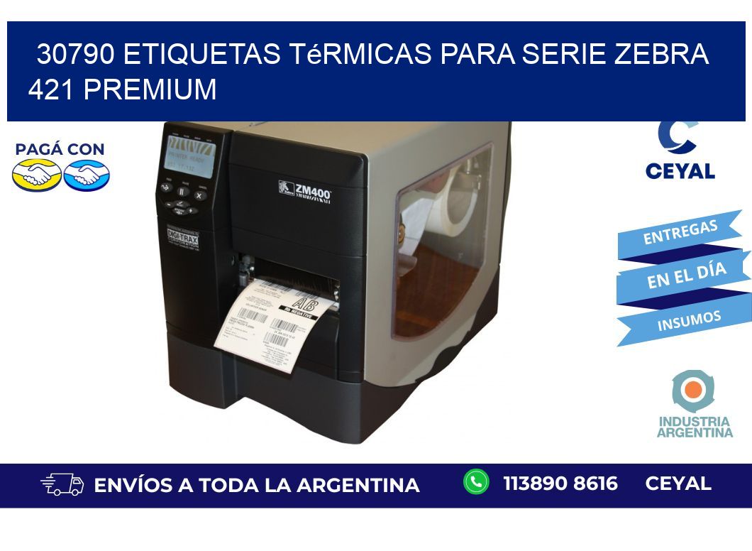 30790 etiquetas térmicas para serie zebra 421 premium