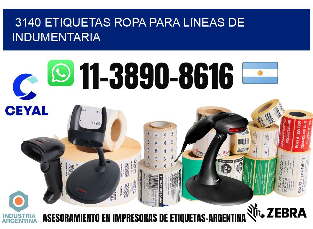 3140 Etiquetas ropa para líneas de indumentaria