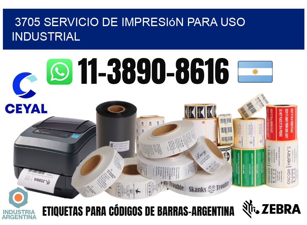 3705 Servicio de impresión para uso industrial