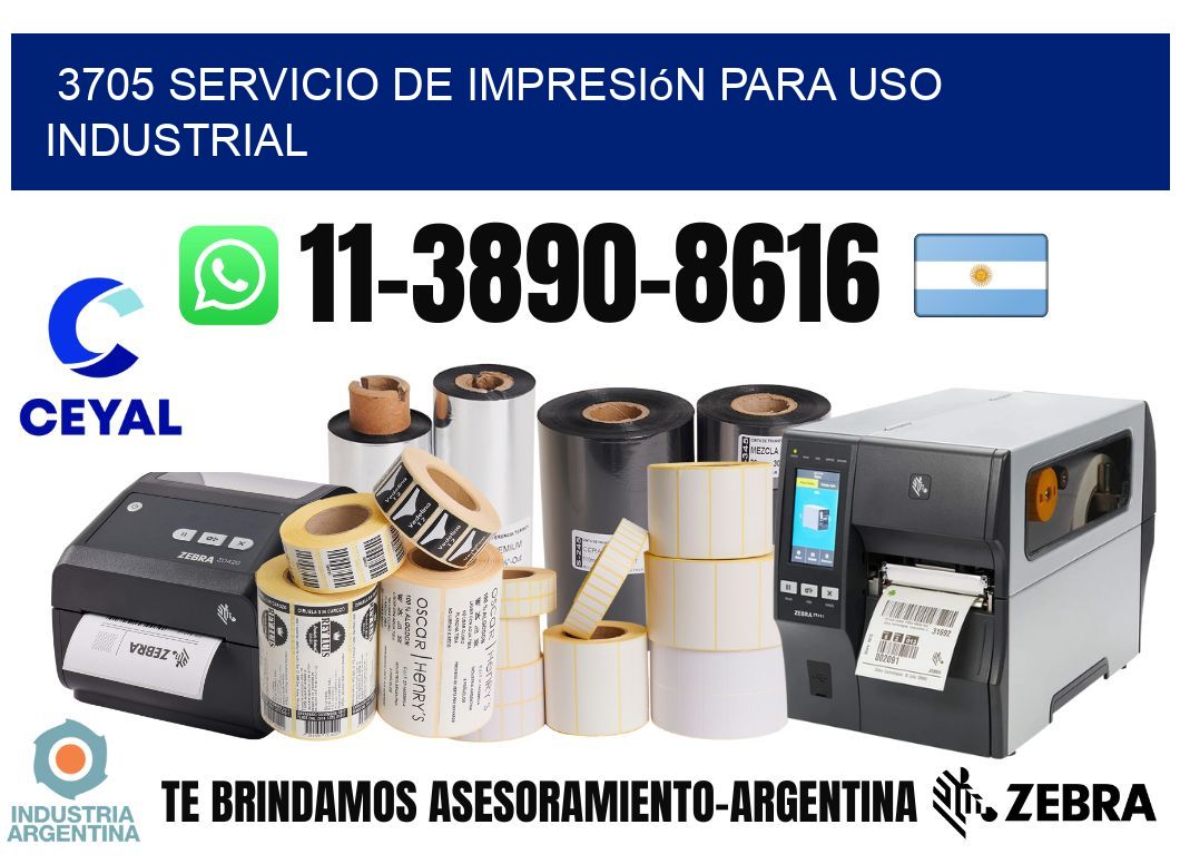 3705 Servicio de impresión para uso industrial