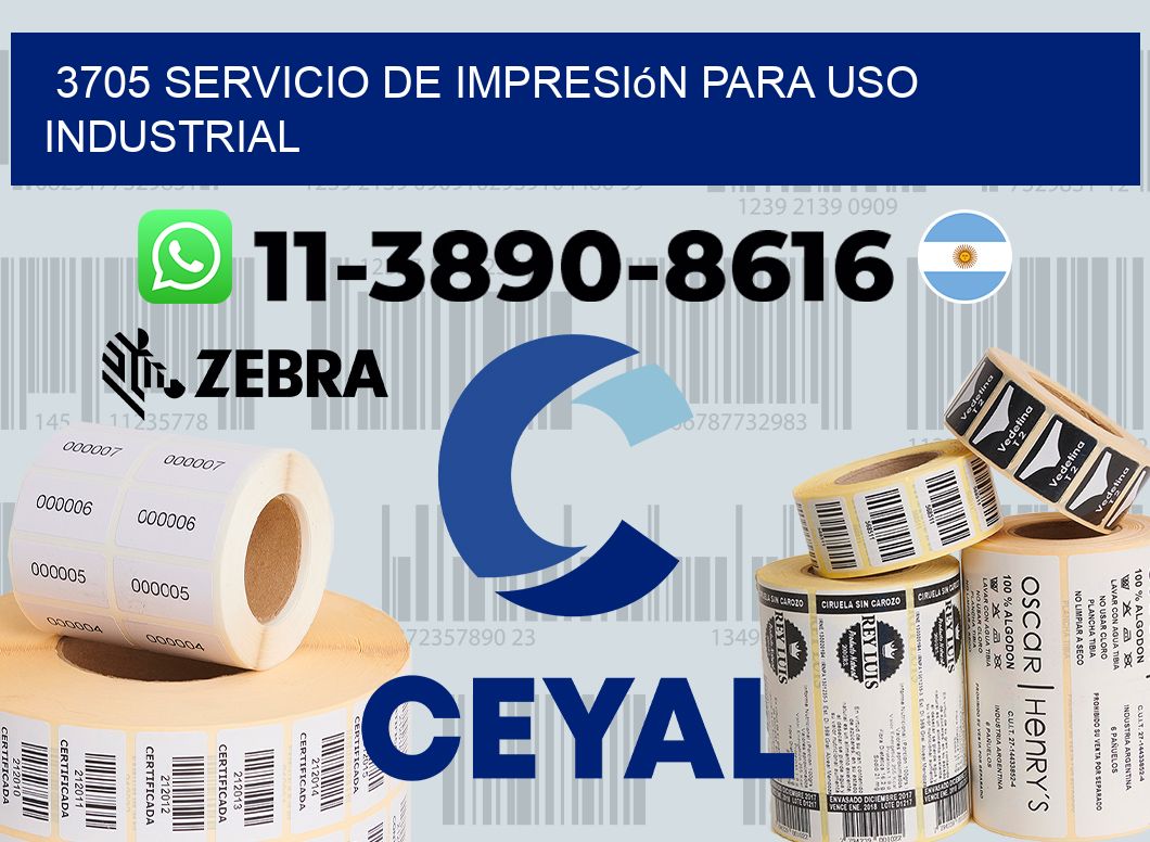 3705 Servicio de impresión para uso industrial