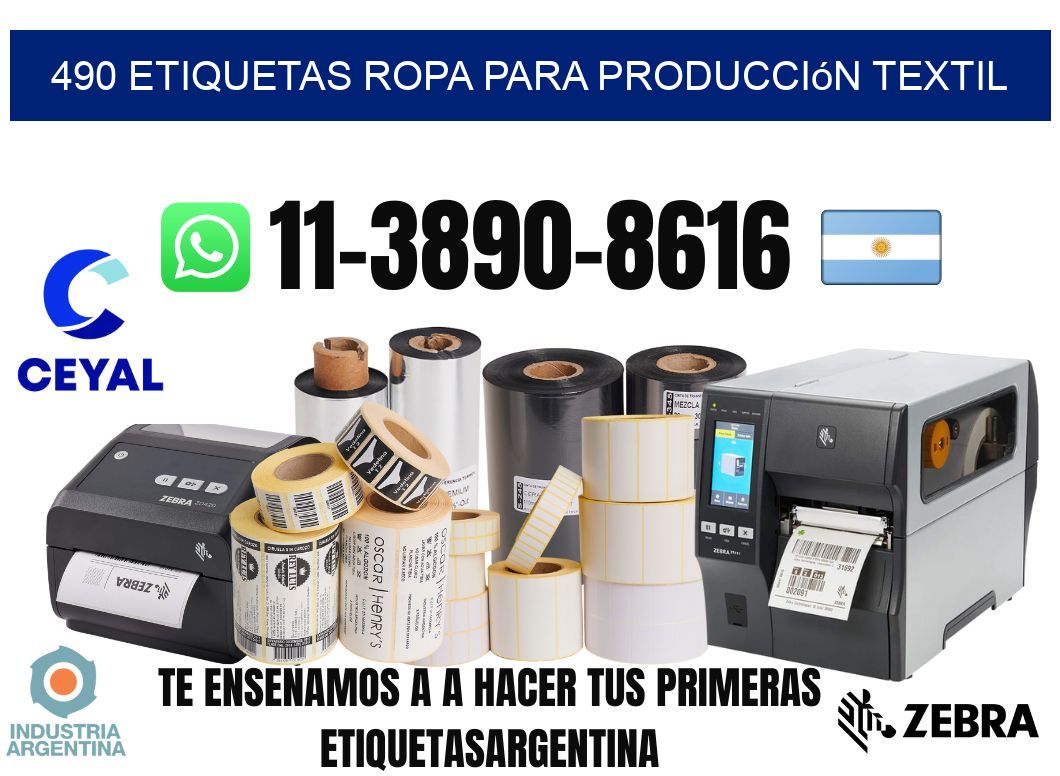 490 Etiquetas ropa para producción textil