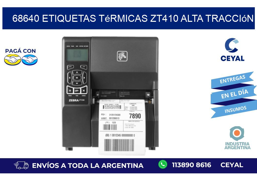 68640 etiquetas térmicas zt410 alta tracción