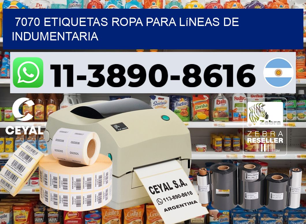 7070 Etiquetas ropa para líneas de indumentaria