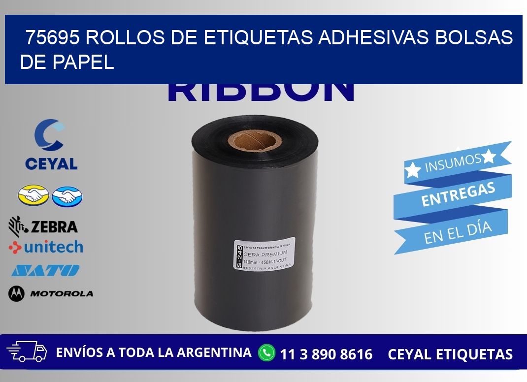 75695 rollos de etiquetas adhesivas bolsas de papel