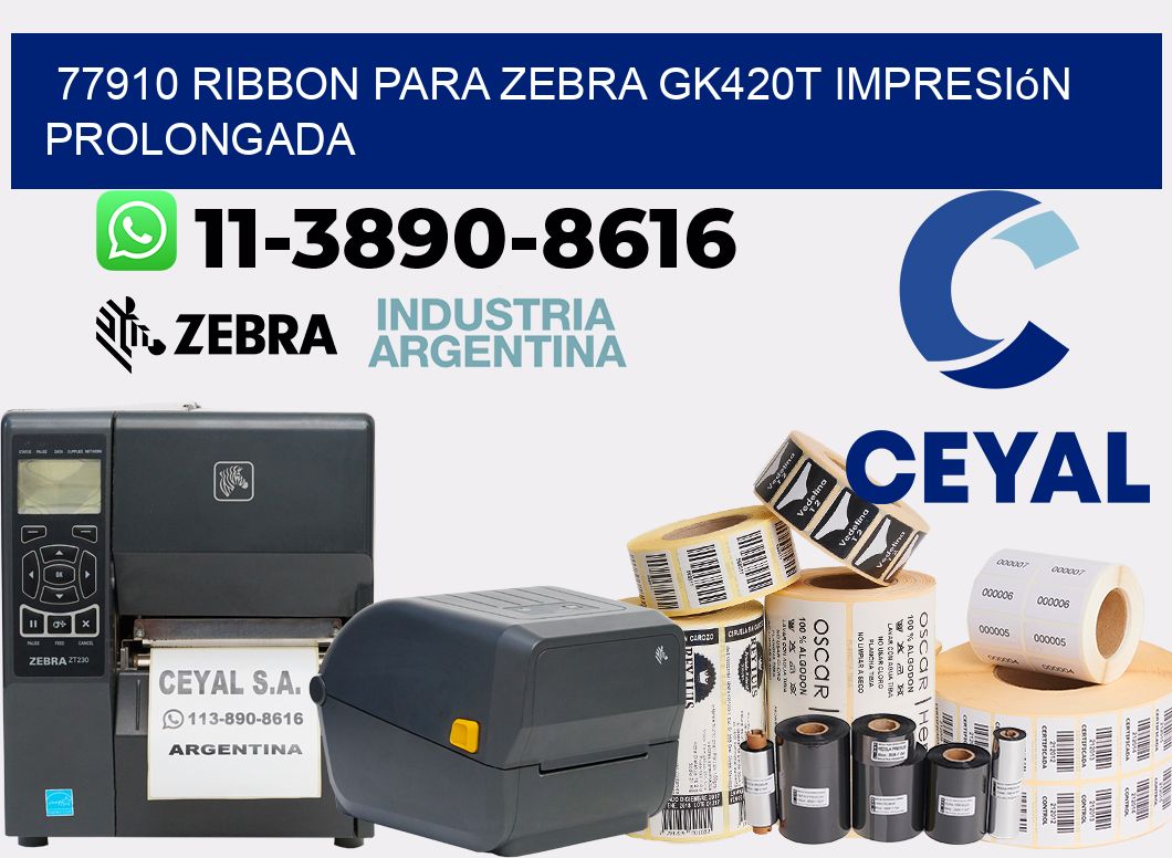 77910 ribbon para zebra gk420t impresión prolongada
