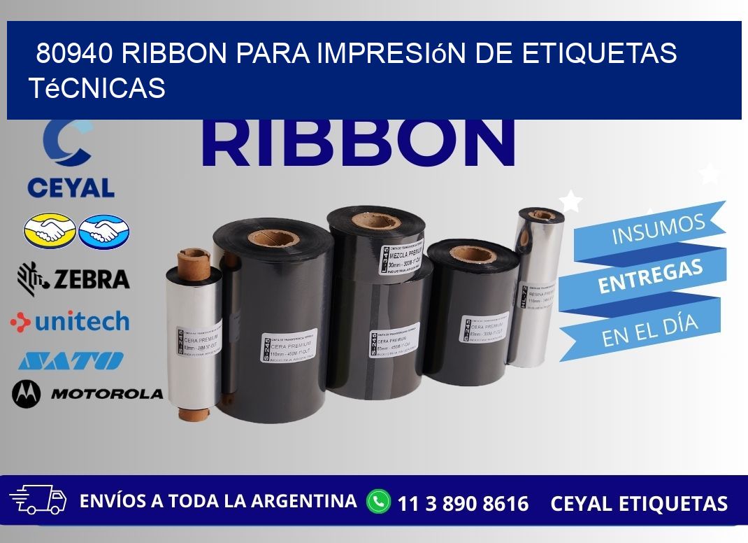 80940 ribbon para impresión de etiquetas técnicas