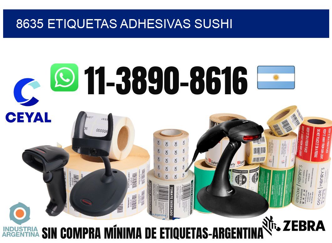 8635 etiquetas adhesivas sushi