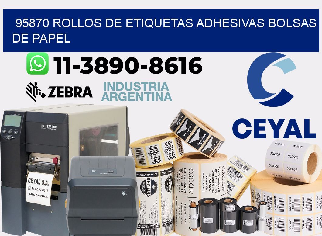 95870 rollos de etiquetas adhesivas bolsas de papel