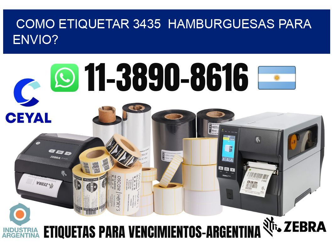 como etiquetar 3435  hamburguesas para envio?