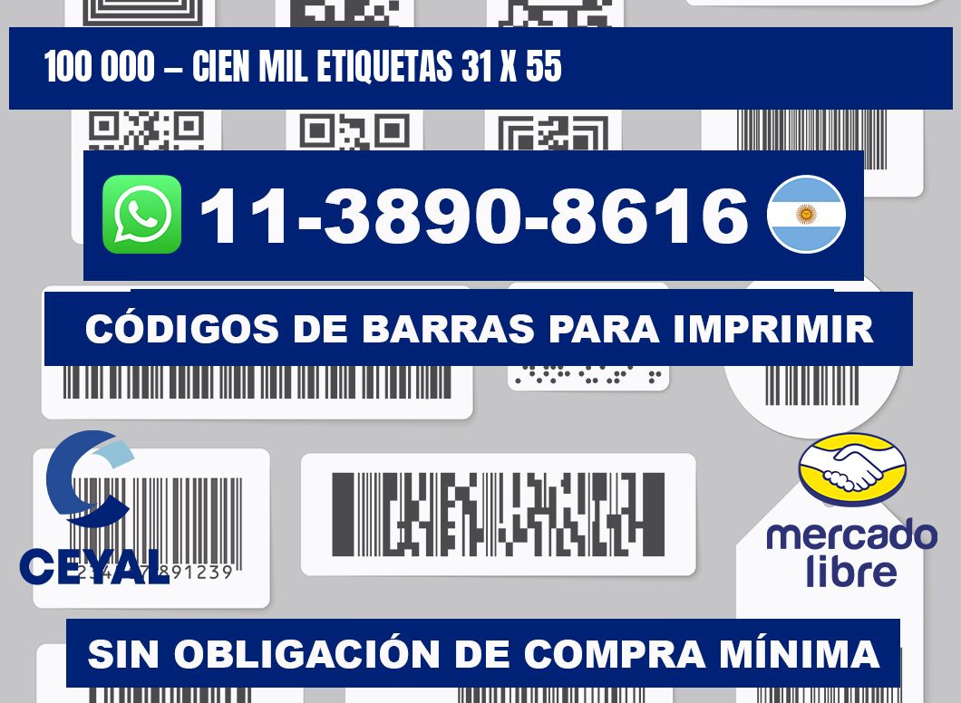 100 000 — cien mil etiquetas 31 x 55