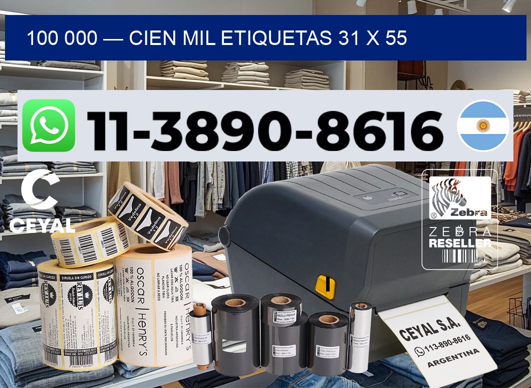 100 000 — cien mil etiquetas 31 x 55