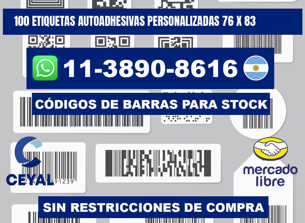 100 Etiquetas autoadhesivas personalizadas 76 x 83