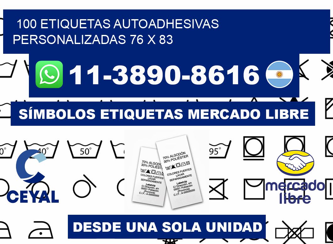 100 Etiquetas autoadhesivas personalizadas 76 x 83