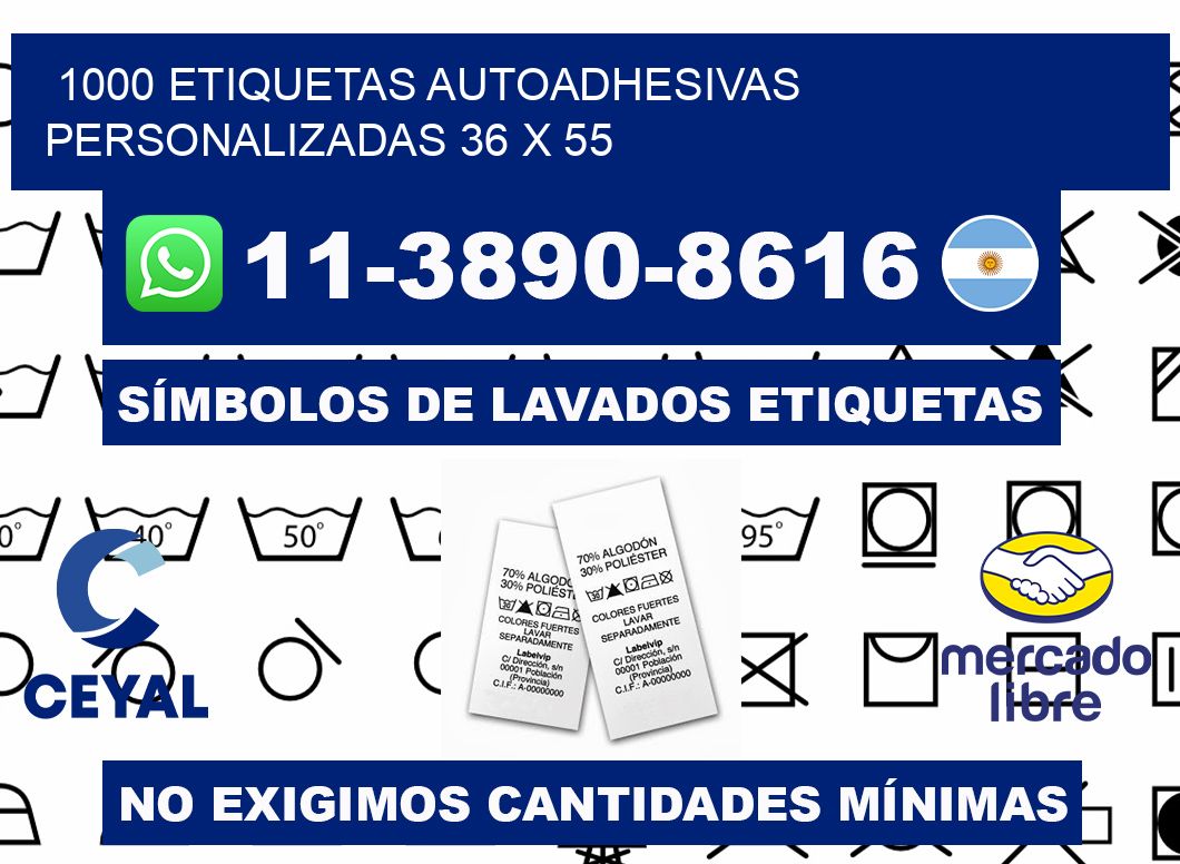 1000 Etiquetas autoadhesivas personalizadas 36 x 55
