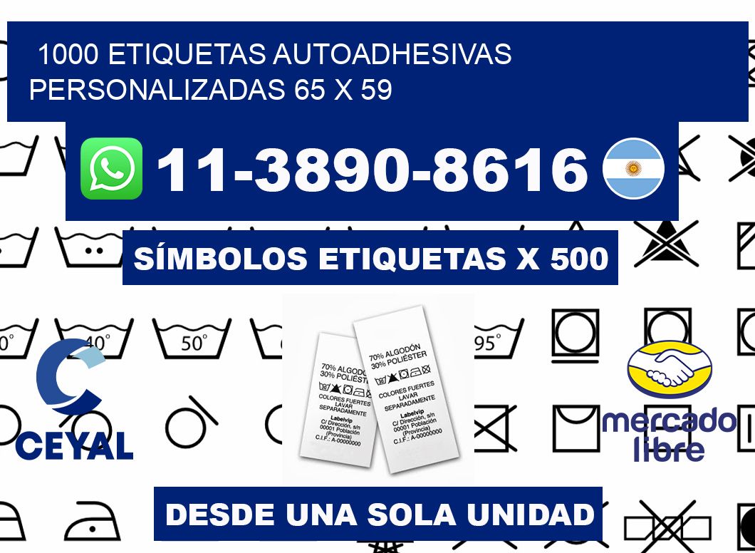 1000 Etiquetas autoadhesivas personalizadas 65 x 59