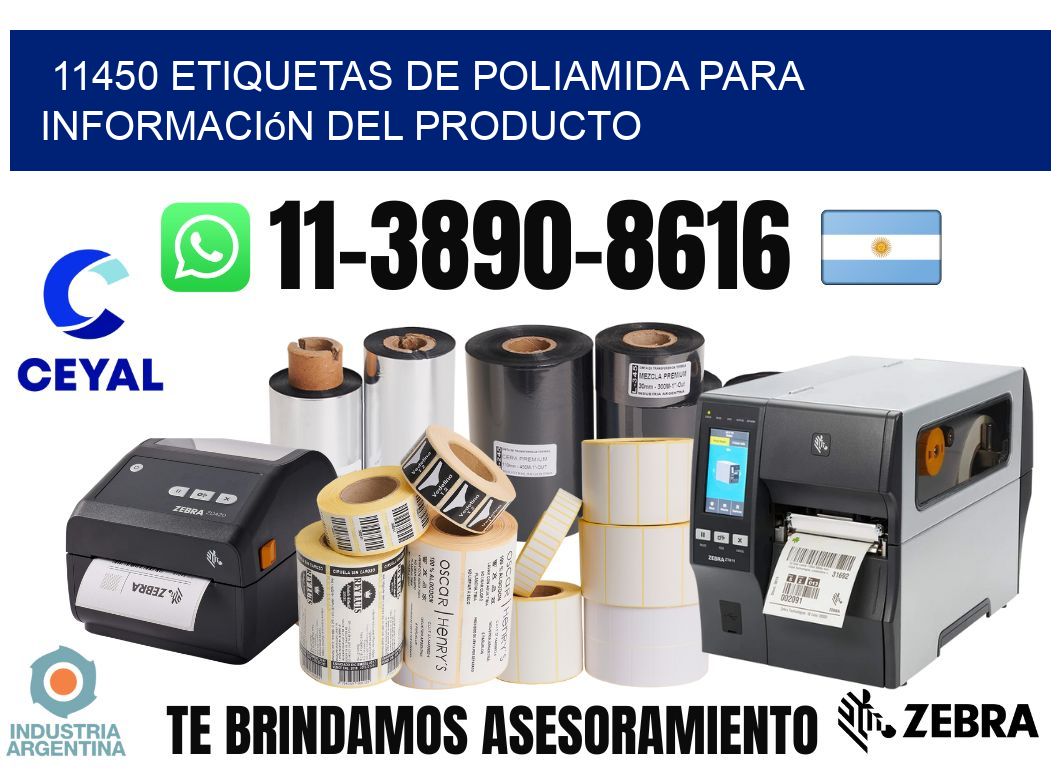 11450 Etiquetas de poliamida para información del producto