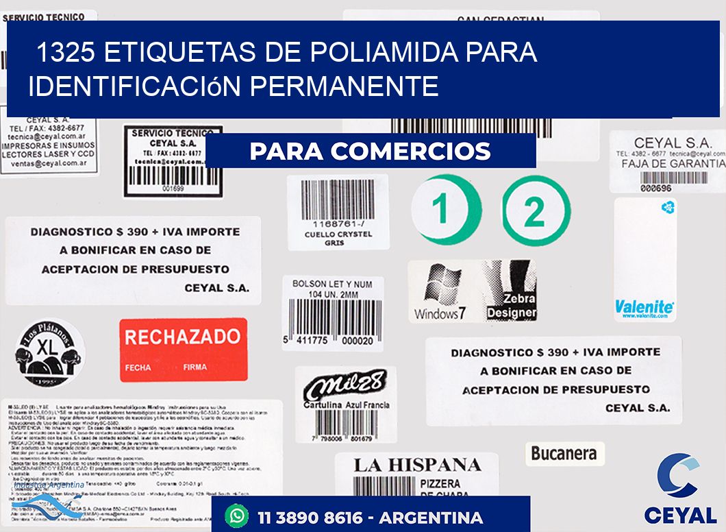 1325 Etiquetas de poliamida para identificación permanente