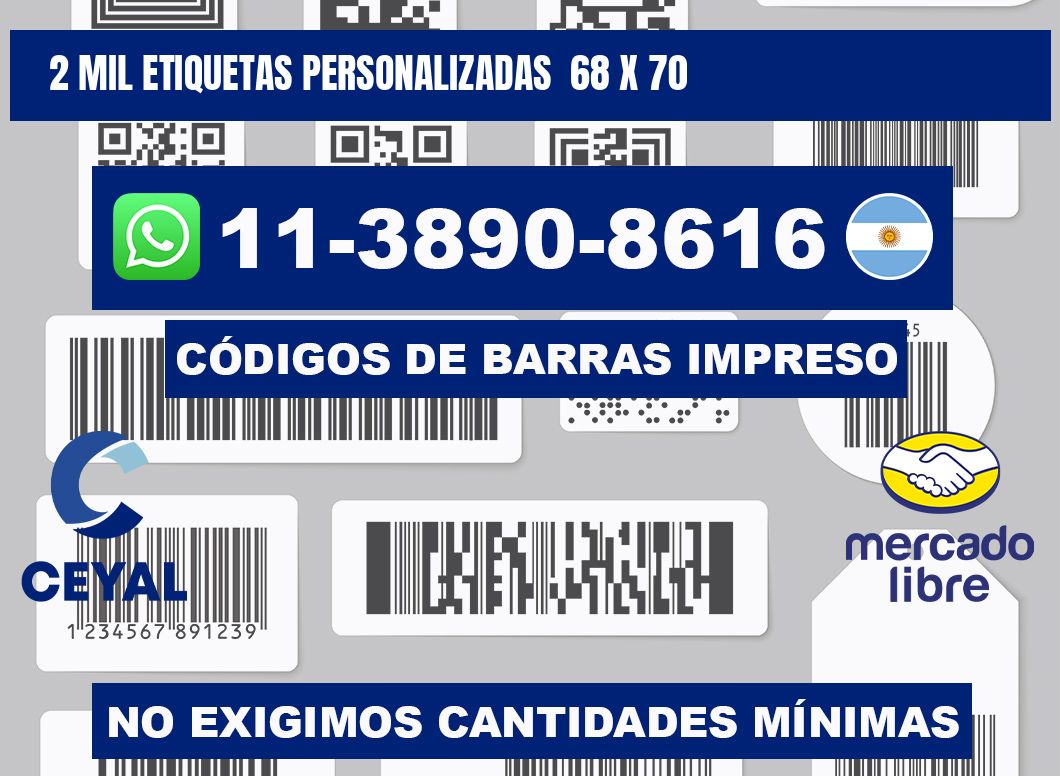 2 mil etiquetas personalizadas  68 x 70