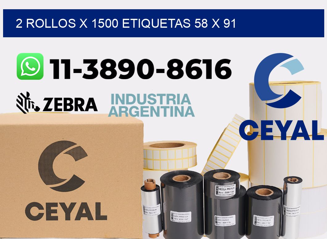 2 rollos x 1500 etiquetas 58 x 91