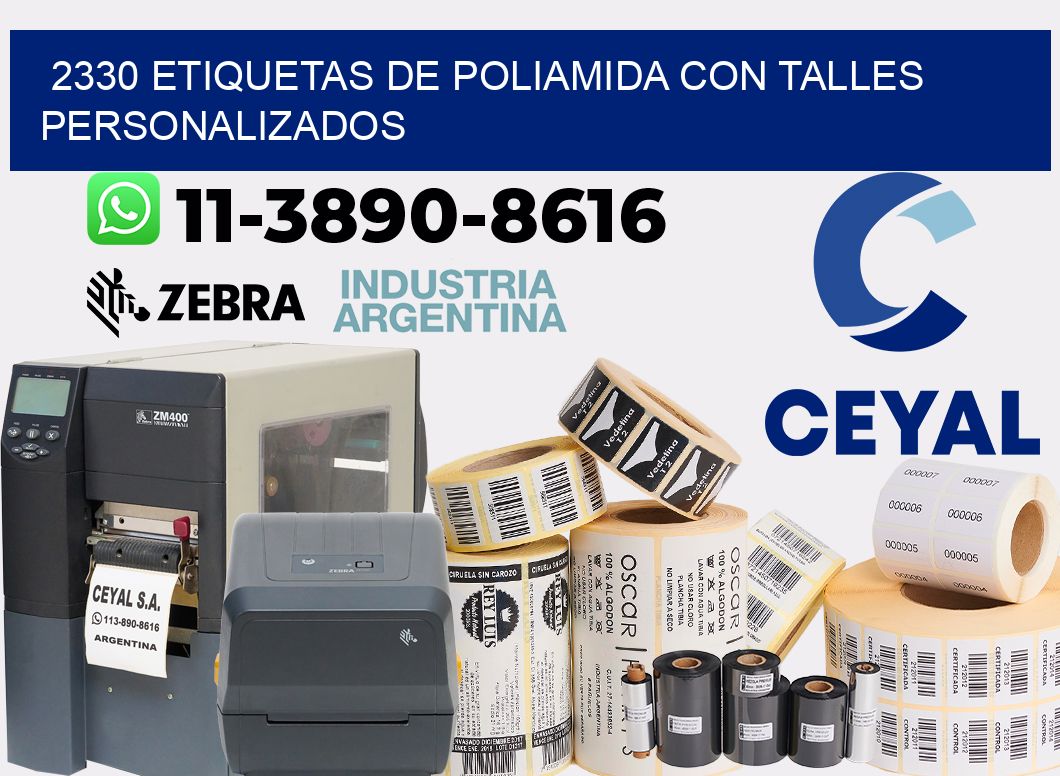 2330 Etiquetas de poliamida con talles personalizados