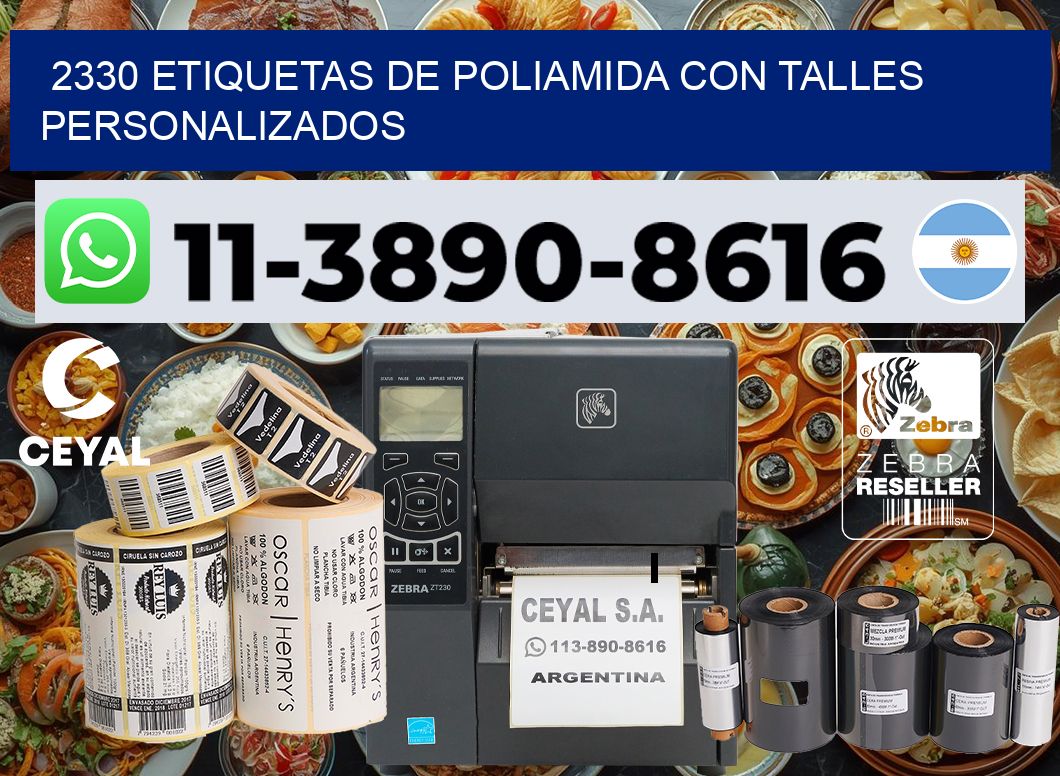 2330 Etiquetas de poliamida con talles personalizados