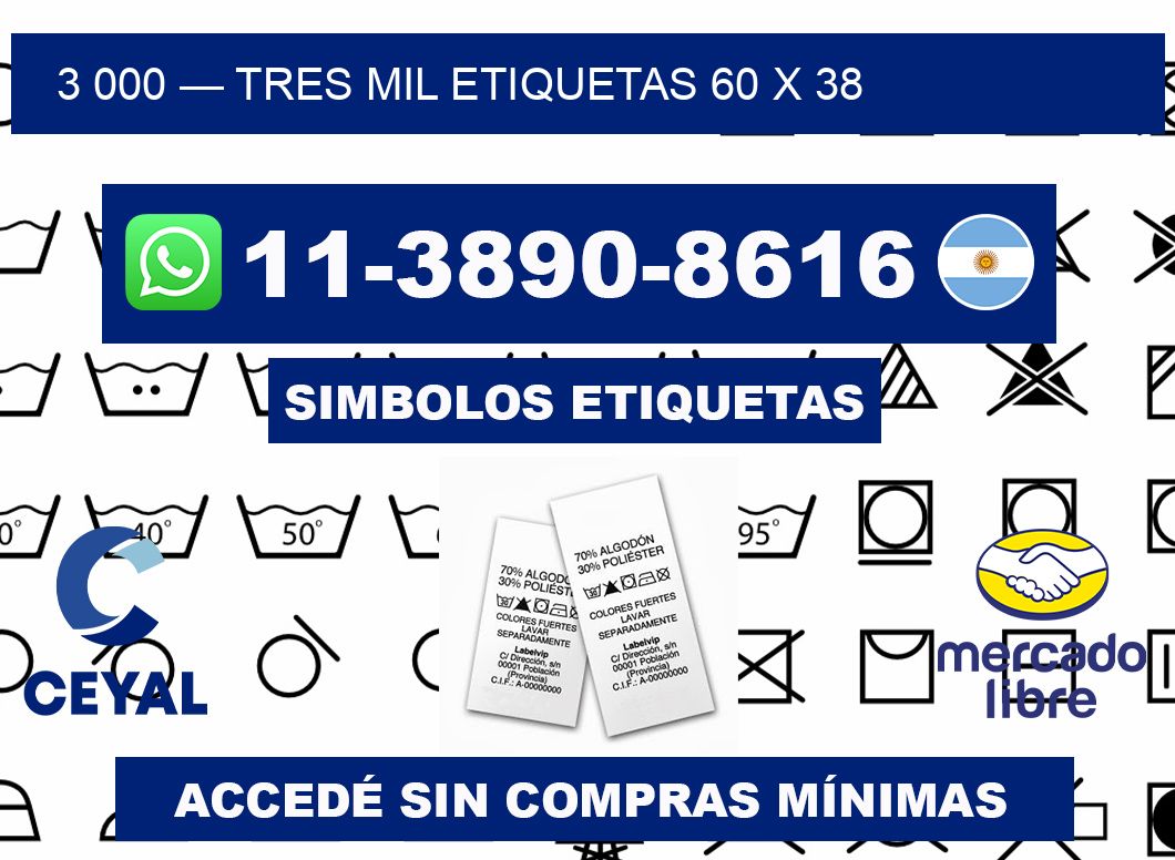 3 000 — tres mil etiquetas 60 x 38