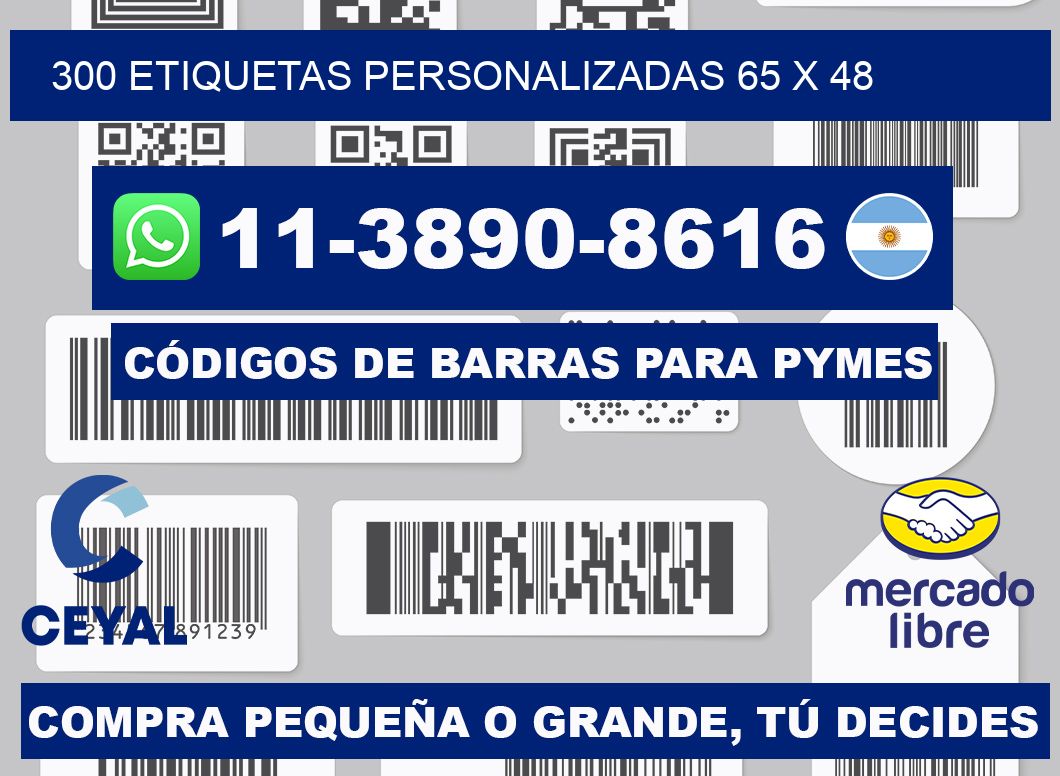 300 ETIQUETAS PERSONALIZADAS 65 x 48
