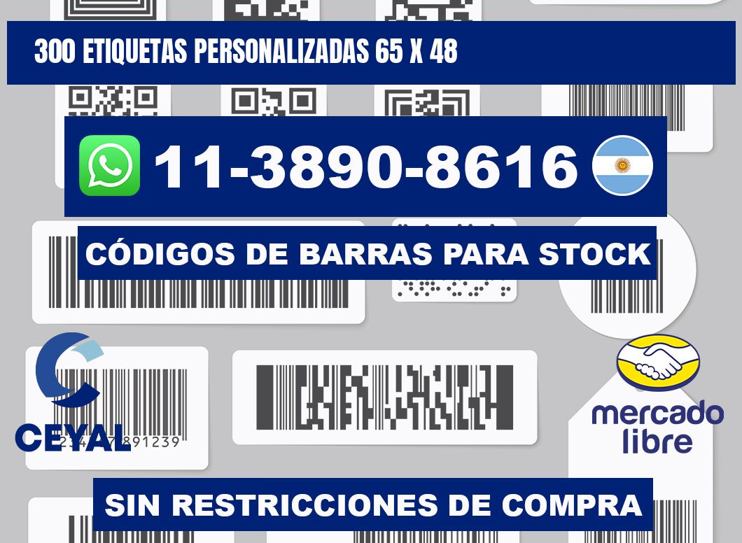 300 ETIQUETAS PERSONALIZADAS 65 x 48