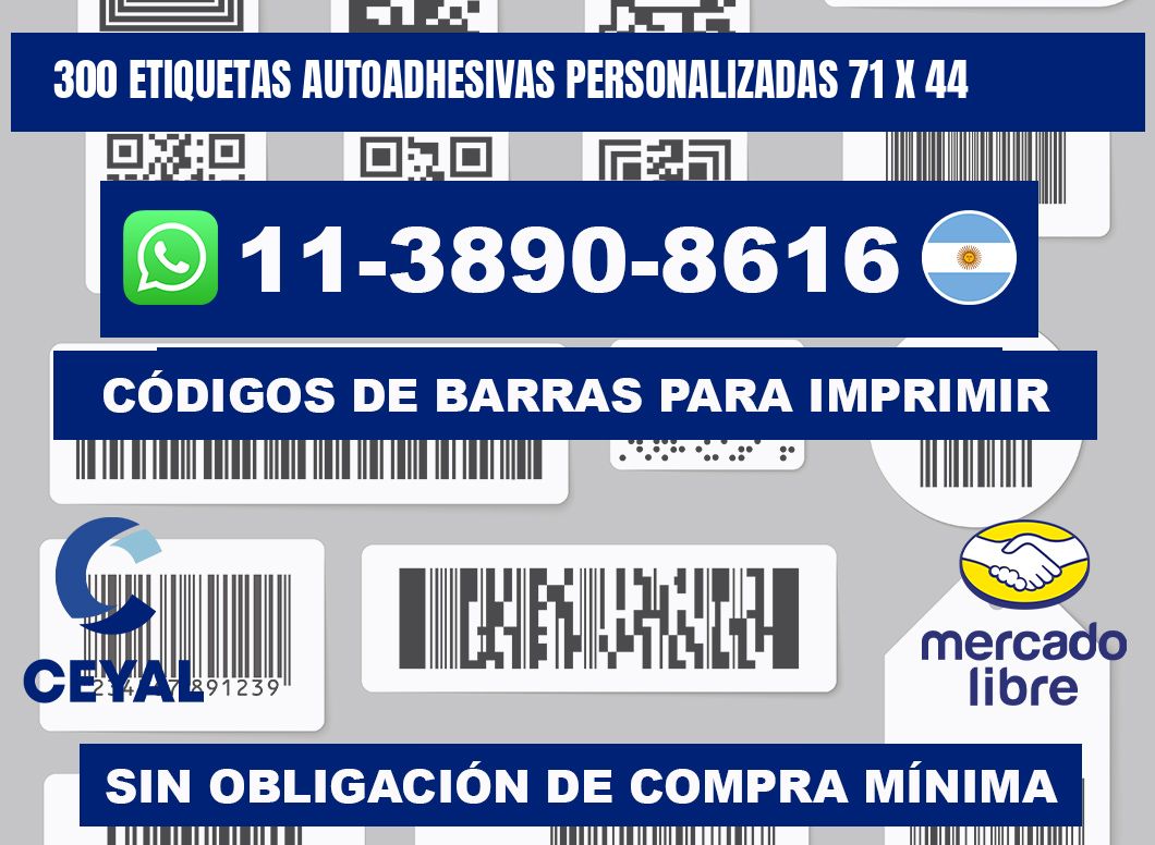 300 Etiquetas autoadhesivas personalizadas 71 x 44
