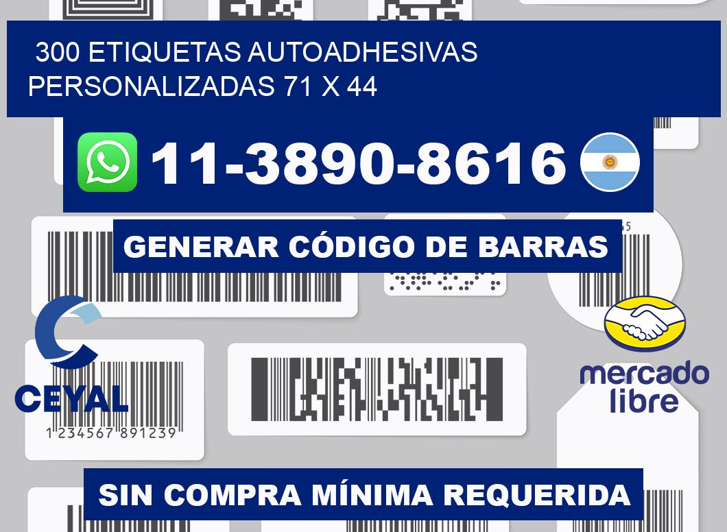 300 Etiquetas autoadhesivas personalizadas 71 x 44