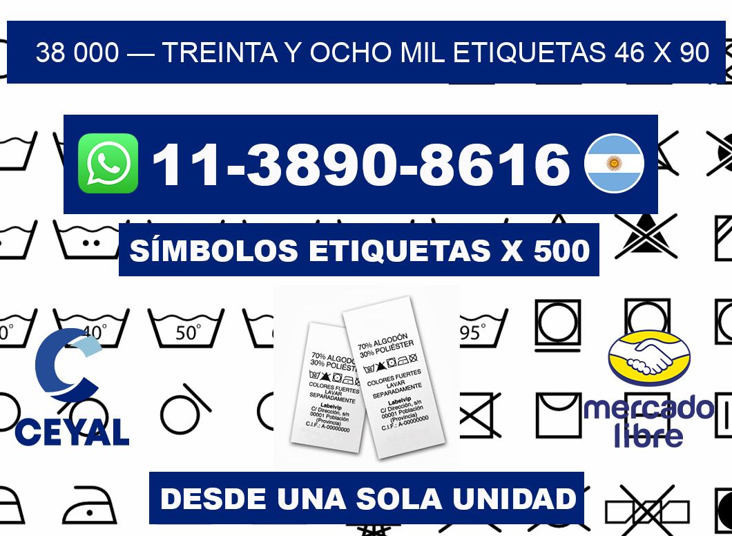 38 000 — treinta y ocho mil etiquetas 46 x 90